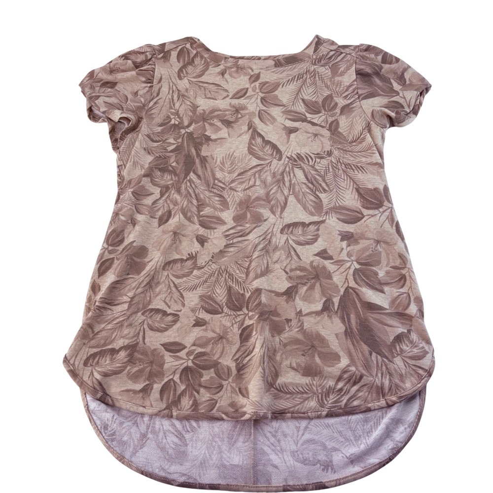 Cupio Blush Womens Tan Floral Botanical High Low Puff Sleeve Tunic Top RN 165979